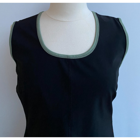 Prada Shift Dress Black with Green Trim Knee Length Women’s Italian 48 US 12 - Picture 2 of 10